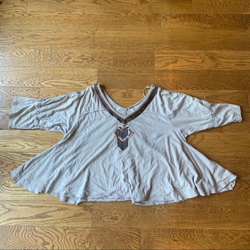 Free People Top with Beads Cool Design Flowy